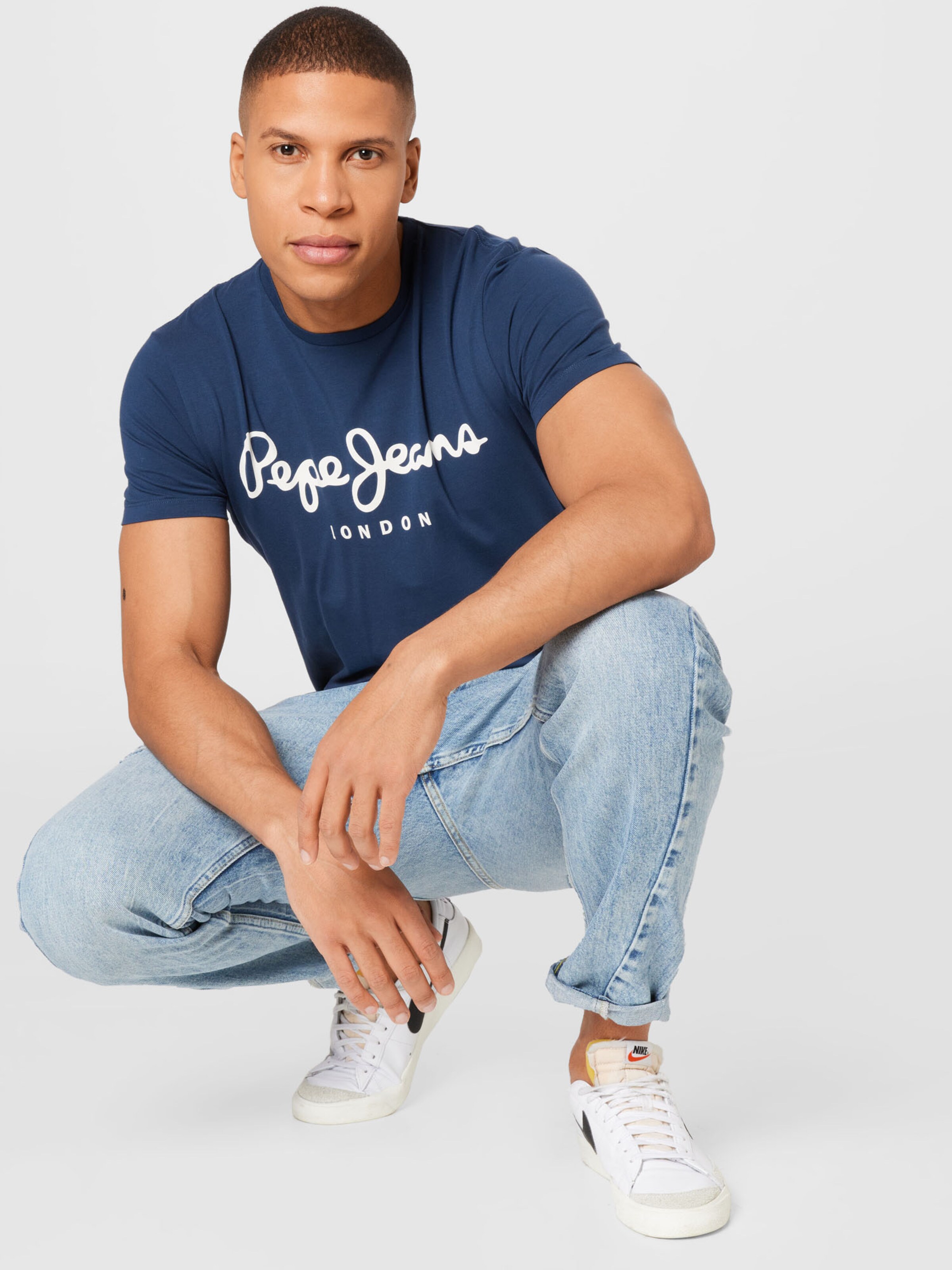 Logo print cotton t-shirt with short sleeves, grey, Pepe Jeans | La Redoute